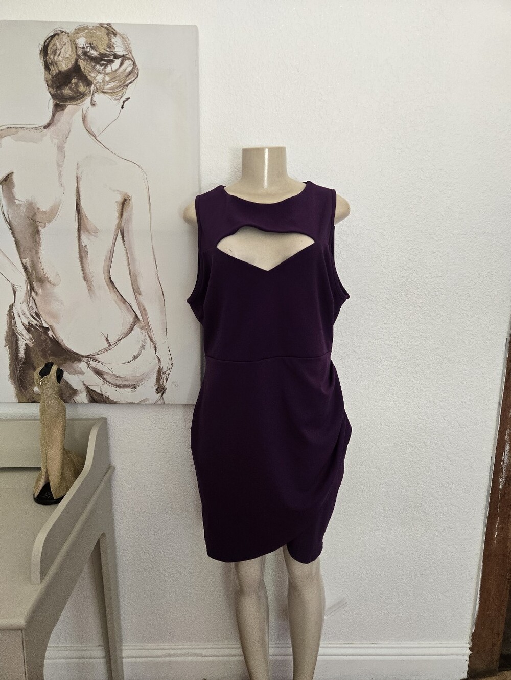 NWT FashionNova Marie Keyhole Sleeveless Purple Cutout Sheath Dress Size 3X